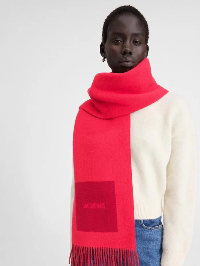 JACQUEMUS The Rond Carr Scarf Multired WomenMen Scarves Beanies and Gloves