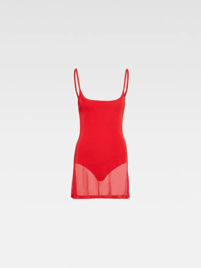JACQUEMUS The Roupao Knit Dress Red Women Dresses and Skirts JACQUEMUS The Roupao Knit Dress Red Women Dresses and Skirts