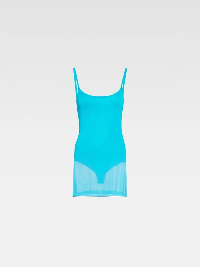 JACQUEMUS The Roupao Knit Dress Turquoise Women Dresses and Skirts JACQUEMUS The Roupao Knit Dress Turquoise Women Dresses and Skirts