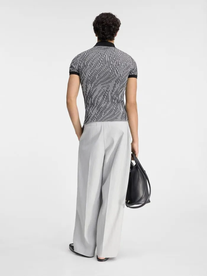 JACQUEMUS The Scala Polo Shirt Black and White Zebra Men Knits JACQUEMUS The Scala Polo Shirt Black and White Zebra Men Knits