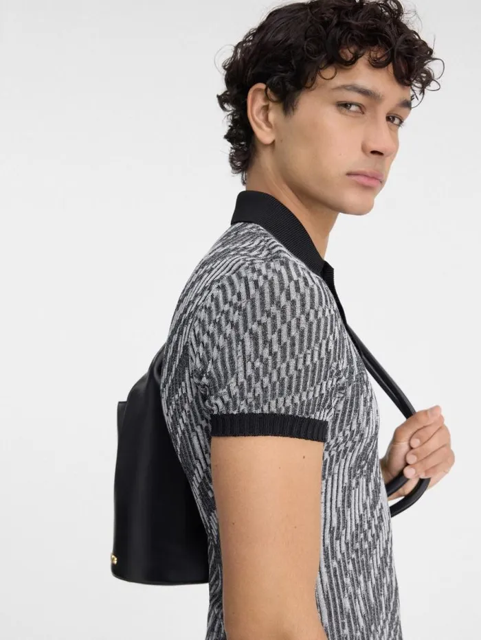 JACQUEMUS The Scala Polo Shirt Black and White Zebra Men Knits JACQUEMUS The Scala Polo Shirt Black and White Zebra Men Knits