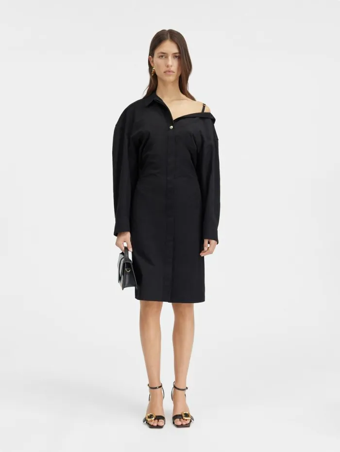 JACQUEMUS The Shirt Dress Black Women Dresses and Skirts