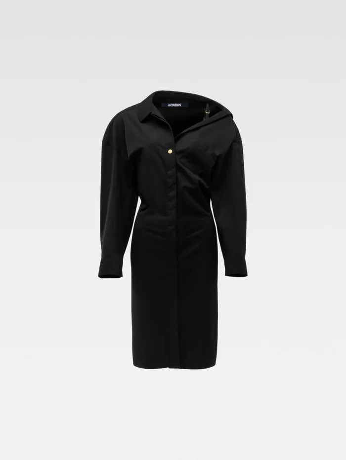 JACQUEMUS The Shirt Dress Black Women Dresses and Skirts JACQUEMUS The Shirt Dress Black Women Dresses and Skirts