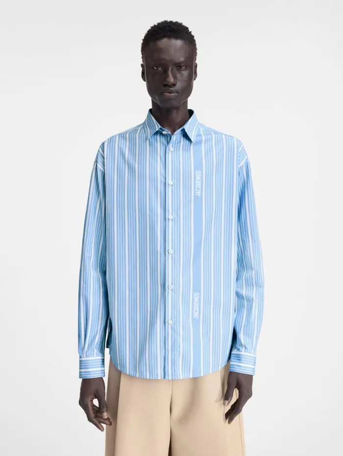 JACQUEMUS The Simon Shirt Jacquard Bluewhite Men Shirts