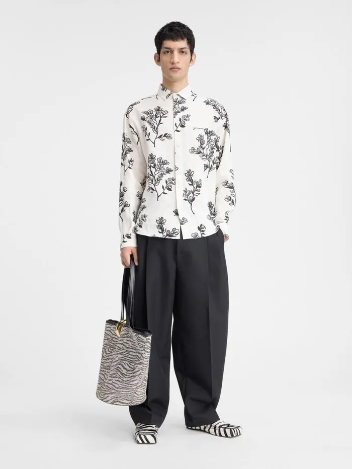 JACQUEMUS The Simon Shirt Print Black Flowers Men Shirts