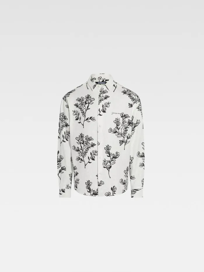 JACQUEMUS The Simon Shirt Print Black Flowers Men Shirts