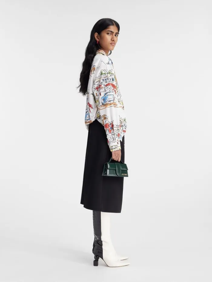 JACQUEMUS The Simon Shirt Print Capri Cars White Women Tops and Shirts JACQUEMUS The Simon Shirt Print Capri Cars White Women Tops and Shirts