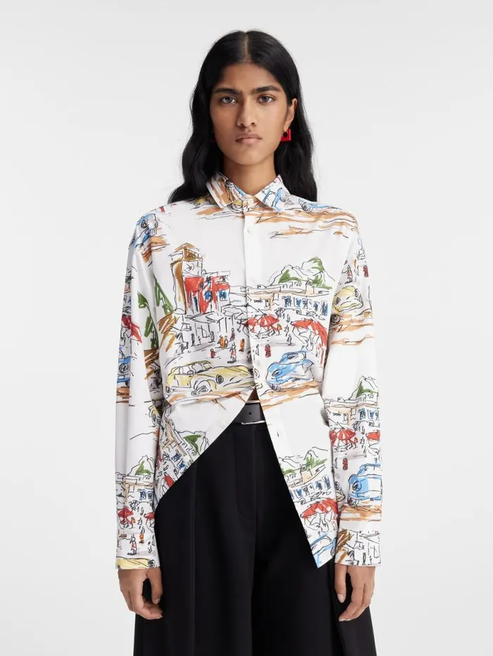 JACQUEMUS The Simon Shirt Print Capri Cars White Women Tops and Shirts JACQUEMUS The Simon Shirt Print Capri Cars White Women Tops and Shirts