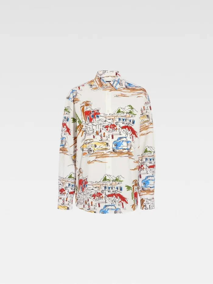 JACQUEMUS The Simon Shirt Print Capri Cars White Women Tops and Shirts JACQUEMUS The Simon Shirt Print Capri Cars White Women Tops and Shirts