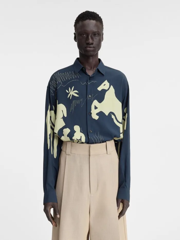 JACQUEMUS The Simon Shirt Print Horse Scene Navy Men Shirts