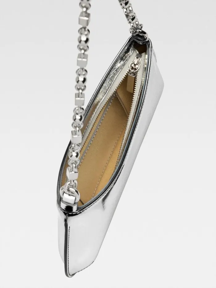JACQUEMUS The Small Bisou Chaine Silver Women Shoulder Bags JACQUEMUS The Small Bisou Chaine Silver Women Shoulder Bags