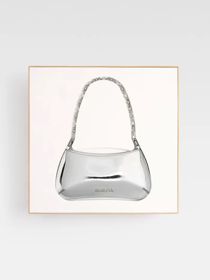 JACQUEMUS The Small Bisou Chaine Silver Women Shoulder Bags JACQUEMUS The Small Bisou Chaine Silver Women Shoulder Bags