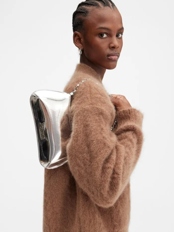 JACQUEMUS The Small Bisou Chaine Silver Women Shoulder Bags JACQUEMUS The Small Bisou Chaine Silver Women Shoulder Bags