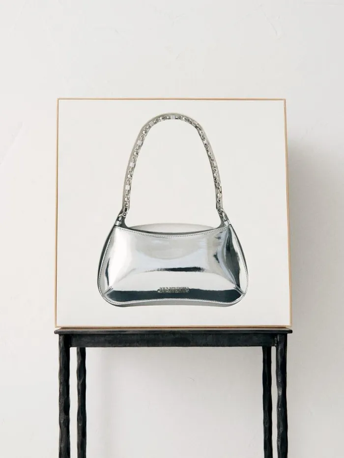 JACQUEMUS The Small Bisou Chaine Silver Women Shoulder Bags JACQUEMUS The Small Bisou Chaine Silver Women Shoulder Bags