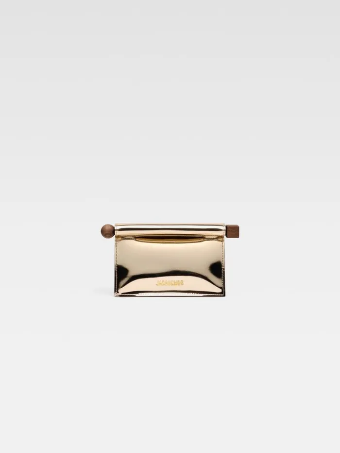 JACQUEMUS The Small Rond Carr Clutch Gold Women Crossbody and Handbags