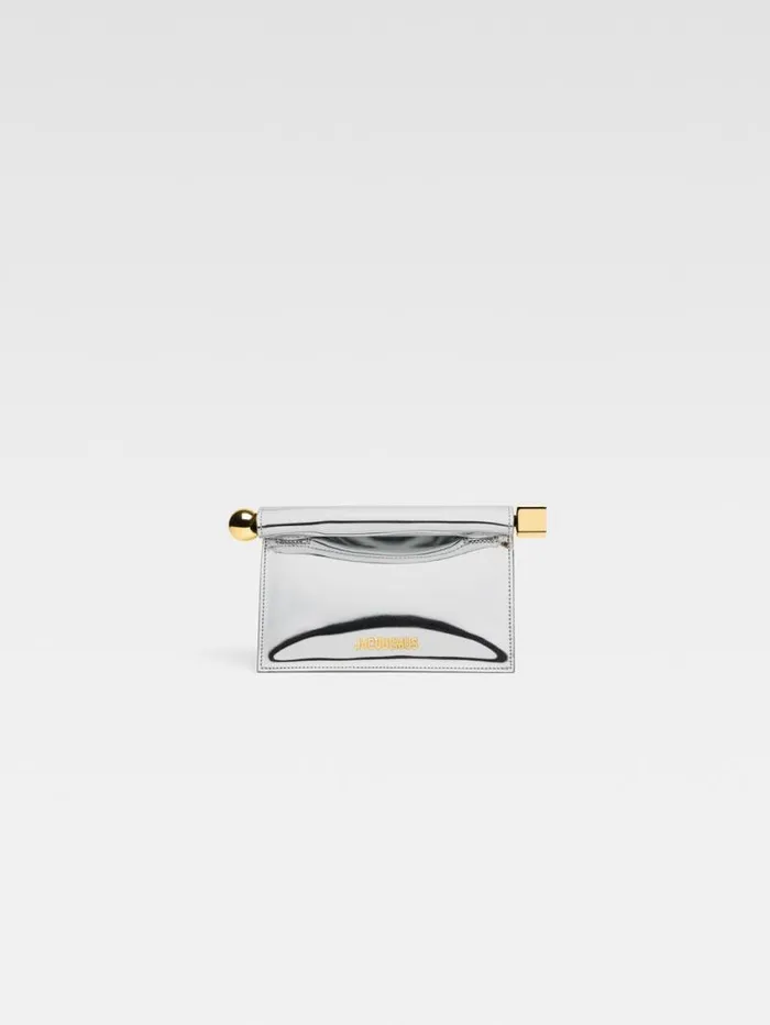 JACQUEMUS The Small Rond Carr Clutch Silver Women Crossbody and Handbags