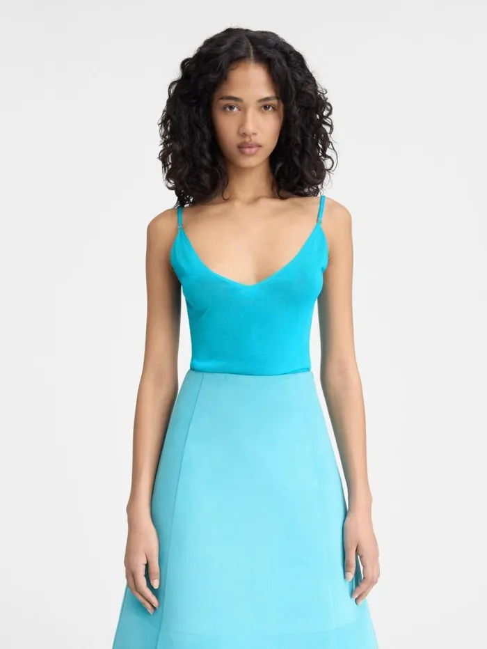 JACQUEMUS The Spallina Knit Turquoise Women Tops and Shirts JACQUEMUS The Spallina Knit Turquoise Women Tops and Shirts