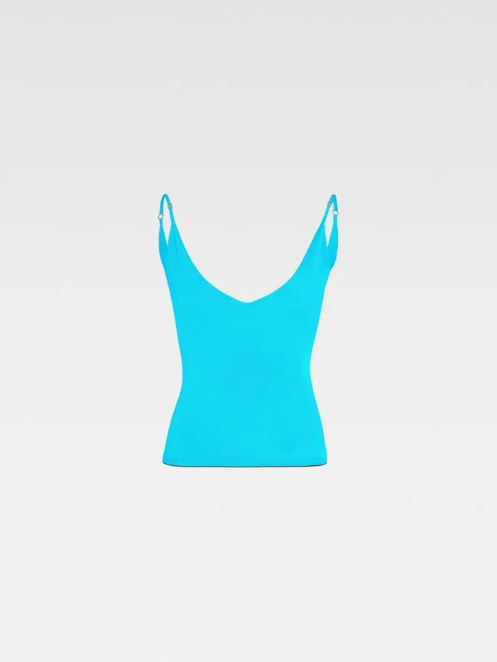 JACQUEMUS The Spallina Knit Turquoise Women Tops and Shirts JACQUEMUS The Spallina Knit Turquoise Women Tops and Shirts