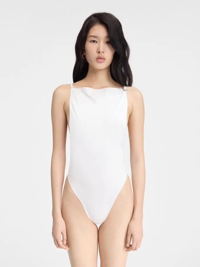 JACQUEMUS The Spoglio Bodysuit White Women Tops and Shirts