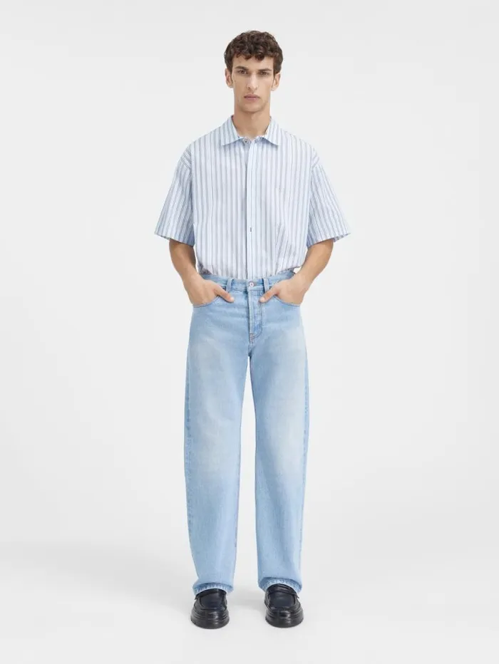 JACQUEMUS The Straight DeNmes Denim Pants Light Bluetabac Men Denim