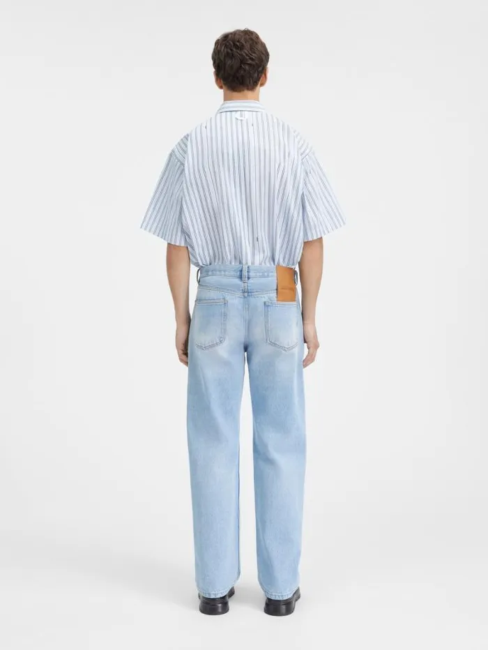 JACQUEMUS The Straight DeNmes Denim Pants Light Bluetabac Men Denim JACQUEMUS The Straight DeNmes Denim Pants Light Bluetabac Men Denim