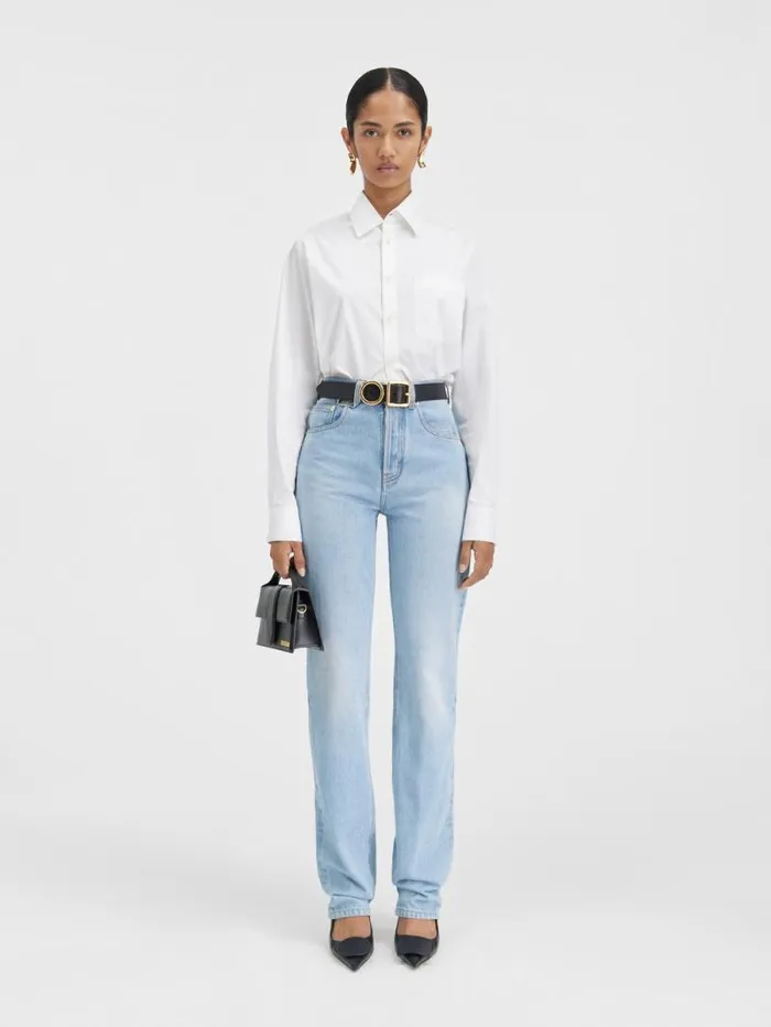 JACQUEMUS The Straight DeNmes Denim Pants Light Bluetabac Women Denim