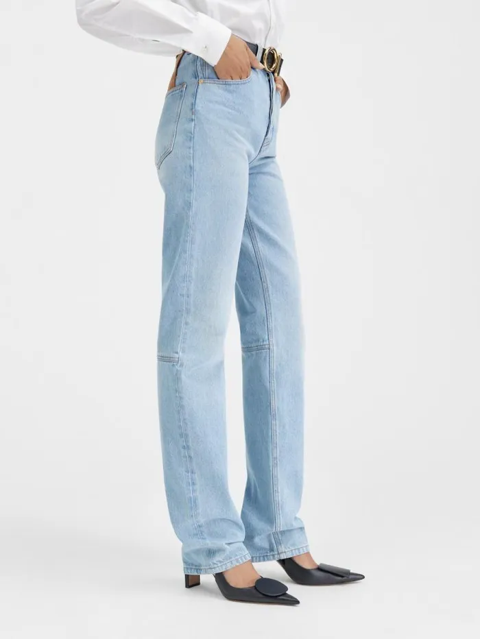 JACQUEMUS The Straight DeNmes Denim Pants Light Bluetabac Women Denim JACQUEMUS The Straight DeNmes Denim Pants Light Bluetabac Women Denim