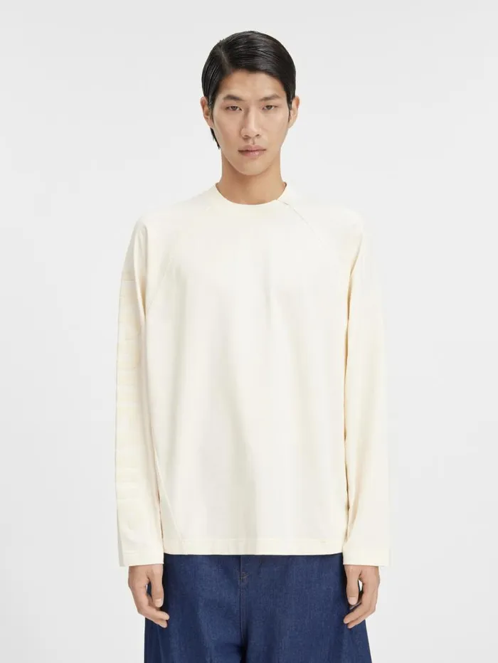 JACQUEMUS The Typo Longsleeve Tshirt Light Beige Men Tshirts