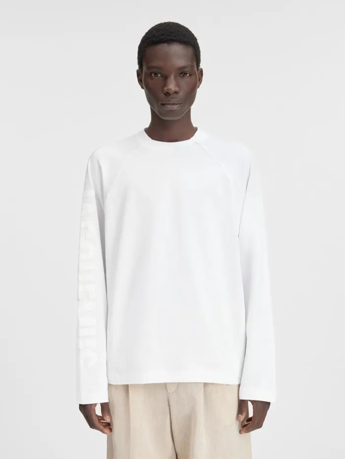 JACQUEMUS The Typo Longsleeve Tshirt White Men Tshirts