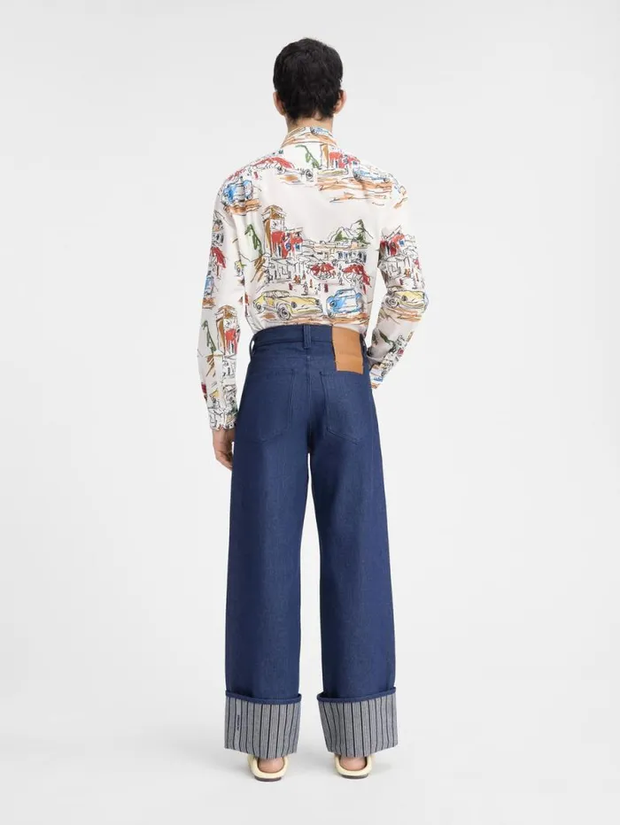 JACQUEMUS The Wide DeNmes Denim Pants Navy Navy Stripes Men Denim JACQUEMUS The Wide DeNmes Denim Pants Navy Navy Stripes Men Denim