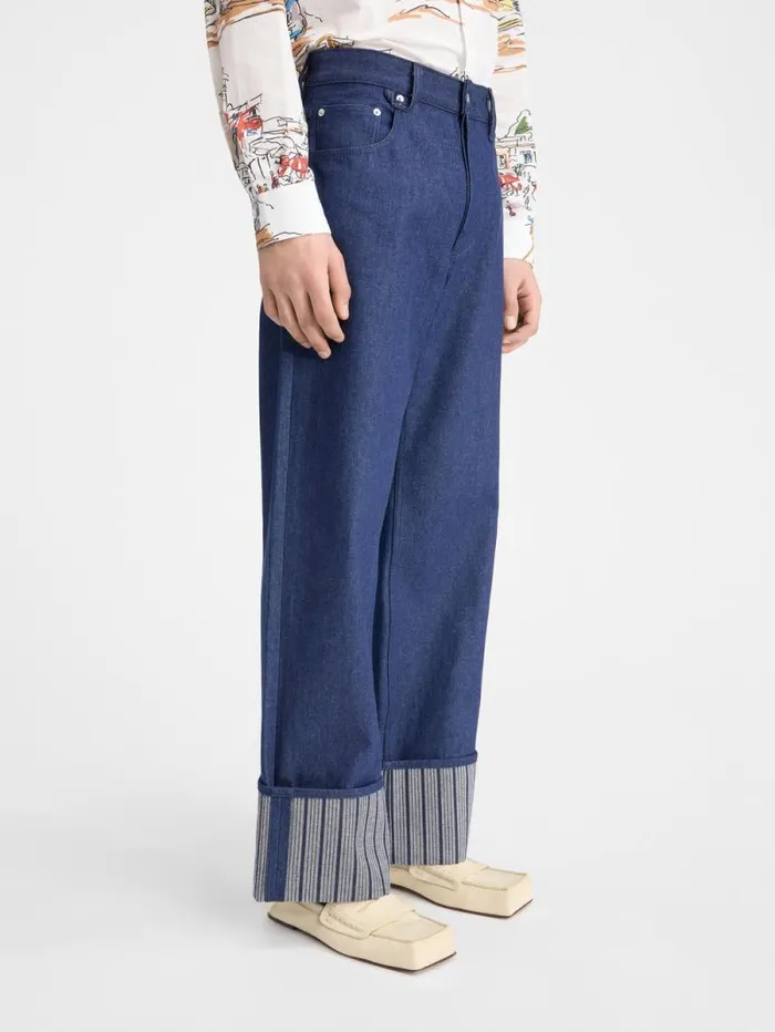 JACQUEMUS The Wide DeNmes Denim Pants Navy Navy Stripes Men Denim JACQUEMUS The Wide DeNmes Denim Pants Navy Navy Stripes Men Denim