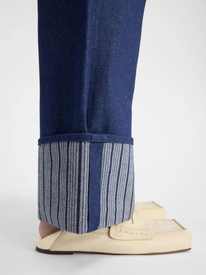 JACQUEMUS The Wide DeNmes Denim Pants Navy Navy Stripes Men Denim JACQUEMUS The Wide DeNmes Denim Pants Navy Navy Stripes Men Denim