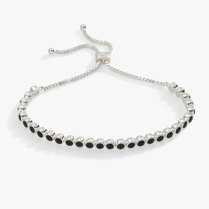 Jet Black Crystal Bolo Bracelet Silver Women Alex And Ani Halloween
