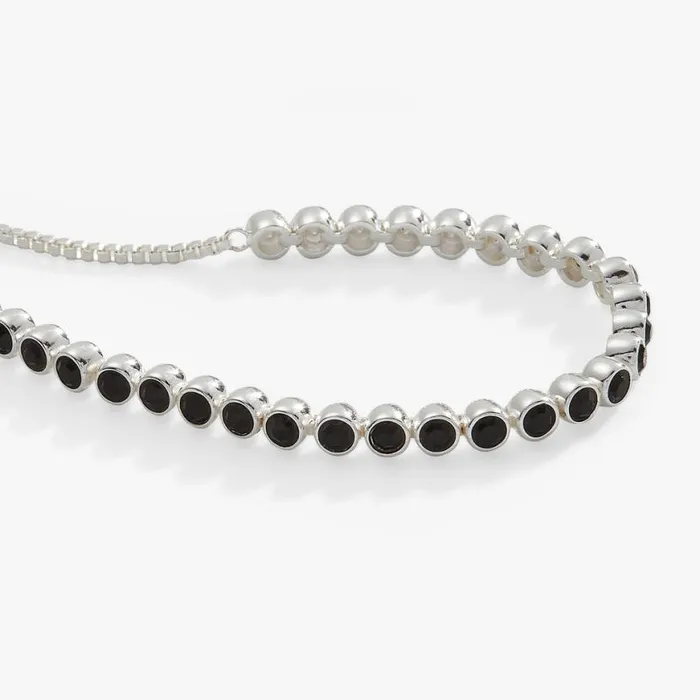 Jet Black Crystal Bolo Bracelet Silver Women Alex And Ani Halloween