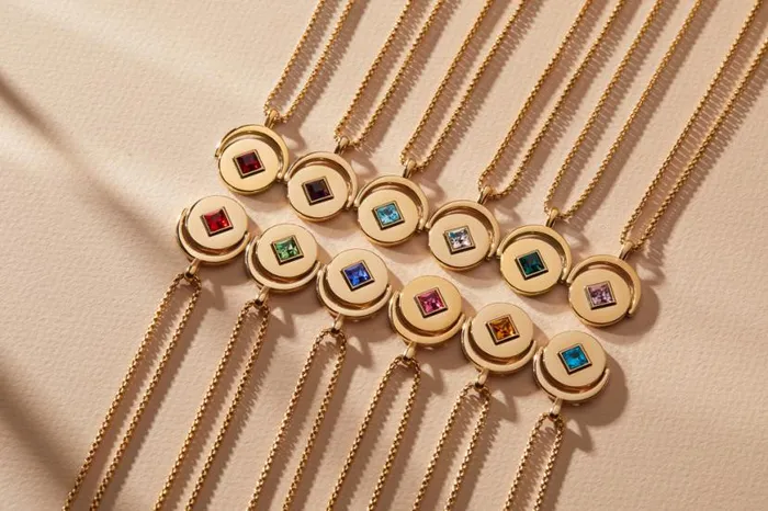 July Birthstone And Flower Flip Charm Necklace Stainless Steel Gold Women Alex And Ani Birthday July Birthstone And Flower Flip Charm Necklace Stainless Steel Gold Women Alex And Ani Birthday