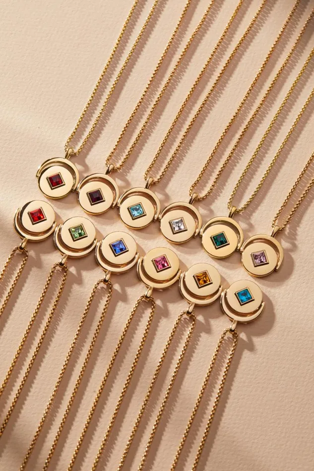 July Birthstone And Flower Flip Charm Necklace Stainless Steel Gold Women Alex And Ani Birthday July Birthstone And Flower Flip Charm Necklace Stainless Steel Gold Women Alex And Ani Birthday