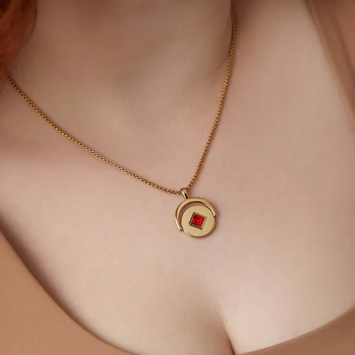 July Birthstone And Flower Flip Charm Necklace Stainless Steel Gold Women Alex And Ani Birthday July Birthstone And Flower Flip Charm Necklace Stainless Steel Gold Women Alex And Ani Birthday