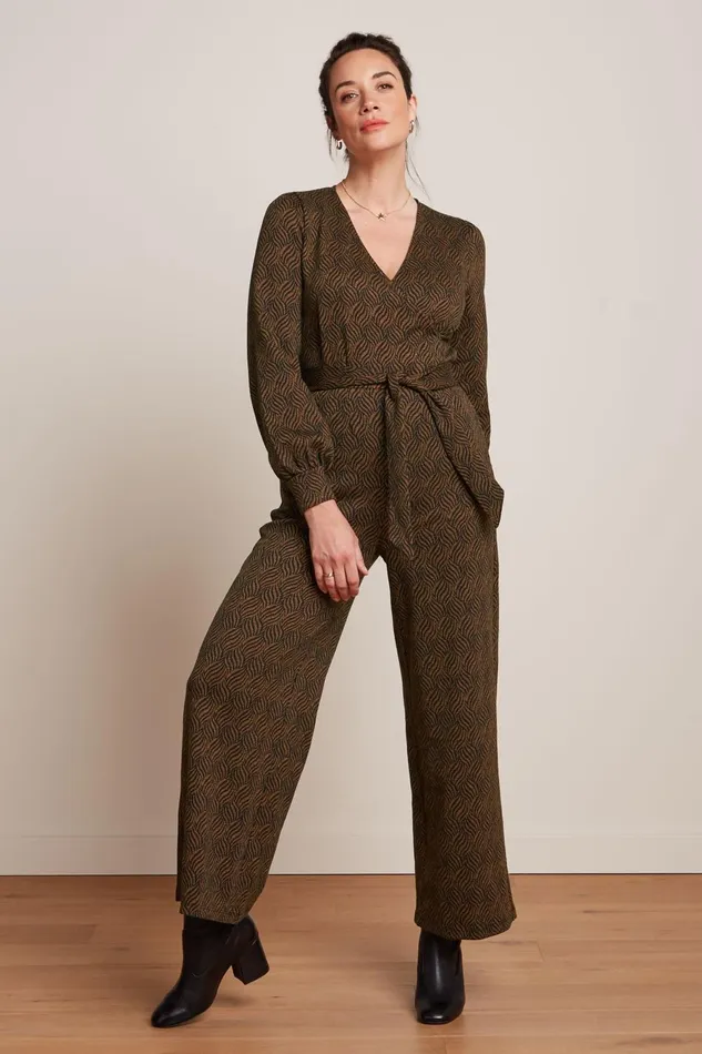 Jumpsuits Women King Louie Zita Jumpsuit Ruby Jacquard Black 8211 Ruby Jacquard