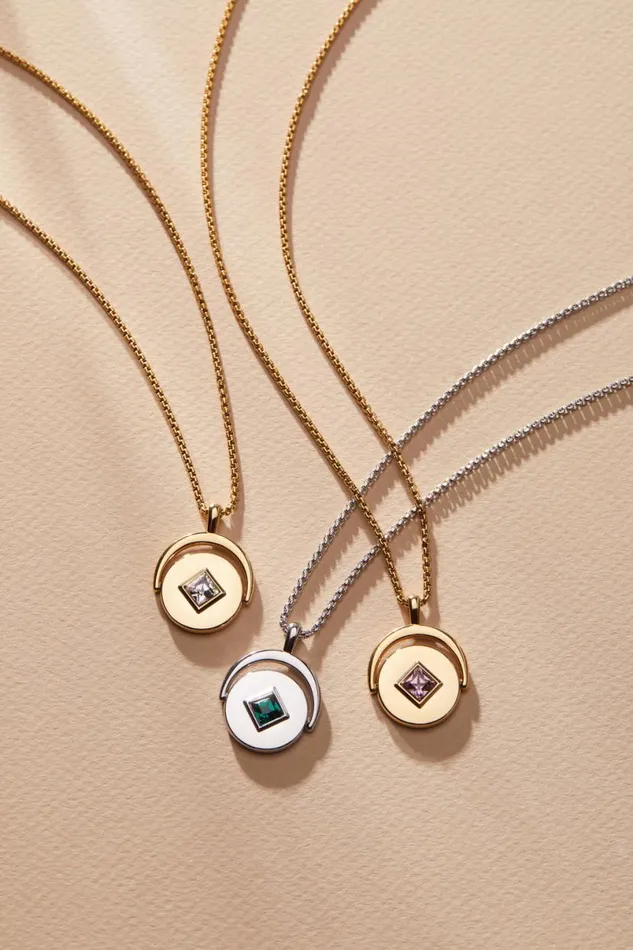 June Birthstone And Flower Flip Charm Necklace Stainless Steel Gold Women Alex And Ani Birthday June Birthstone And Flower Flip Charm Necklace Stainless Steel Gold Women Alex And Ani Birthday