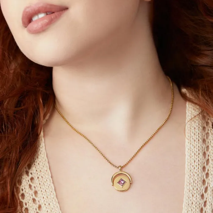 June Birthstone And Flower Flip Charm Necklace Stainless Steel Gold Women Alex And Ani Birthday June Birthstone And Flower Flip Charm Necklace Stainless Steel Gold Women Alex And Ani Birthday
