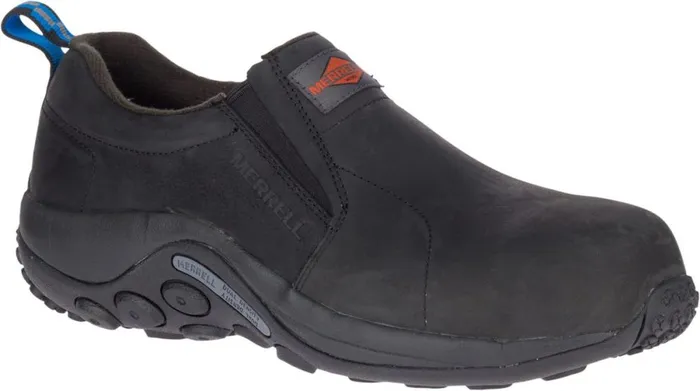 Jungle Moc Leather Comp Toe Work Shoe Black Men Merrell SlipOns