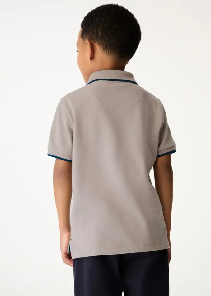Junior Paul Smith Polo Shirts 213 Years Grey Signature Logo Polo Shirt