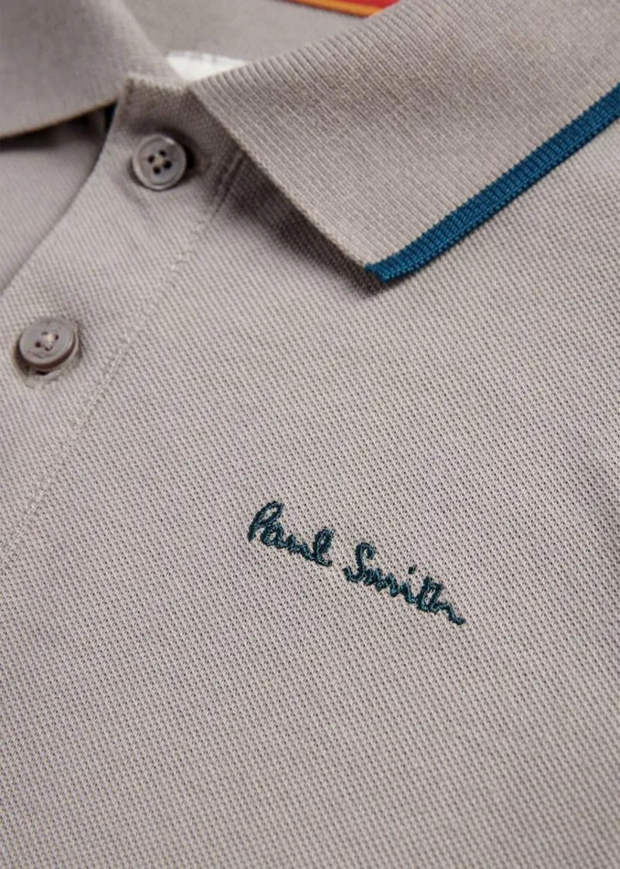 Junior Paul Smith Polo Shirts 213 Years Grey Signature Logo Polo Shirt