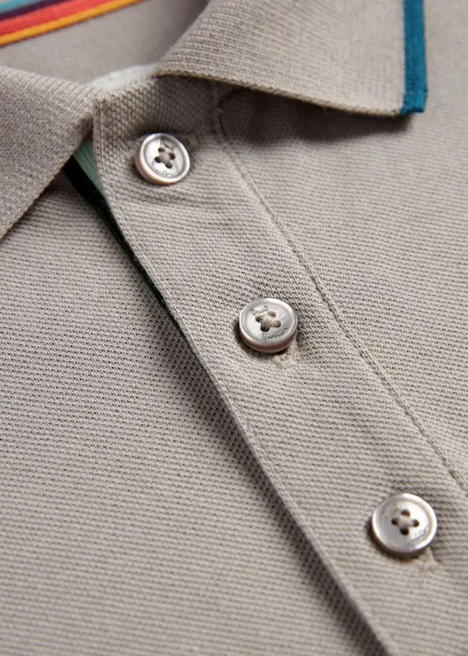 Junior Paul Smith Polo Shirts 213 Years Grey Signature Logo Polo Shirt
