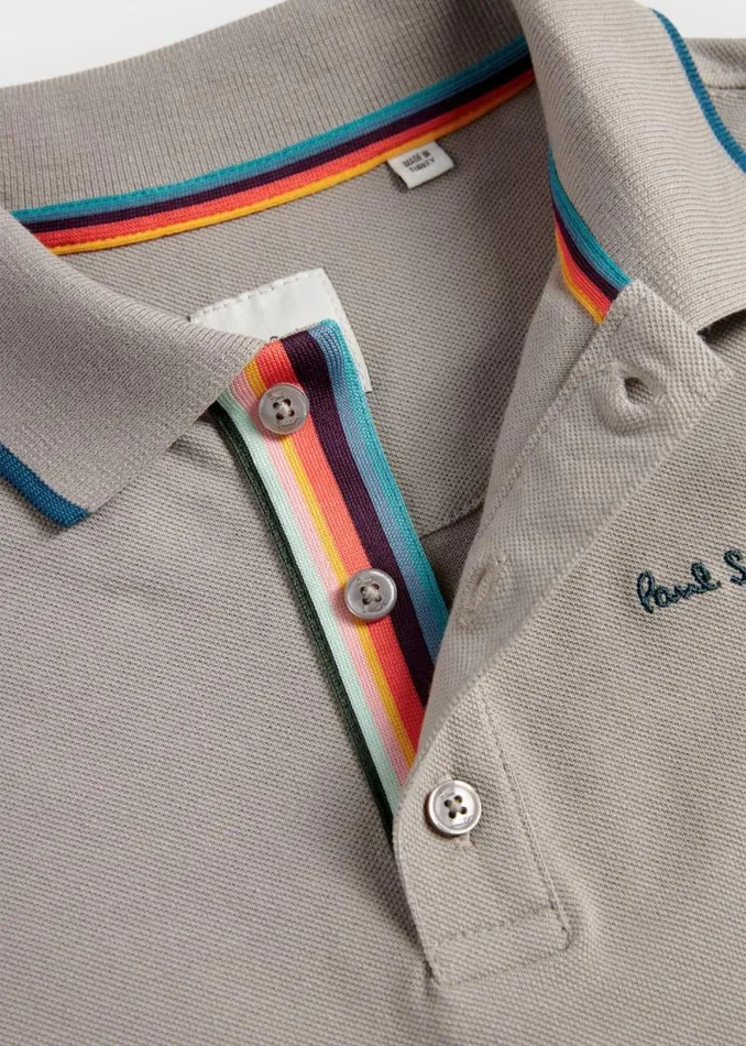 Junior Paul Smith Polo Shirts 213 Years Grey Signature Logo Polo Shirt