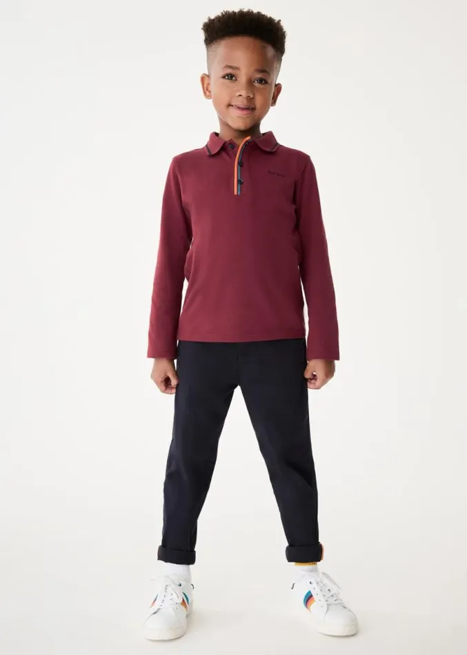 Junior Paul Smith Polo Shirts 213 Years Maroon Signature Logo LongSleeve Polo Shirt Junior Paul Smith Polo Shirts 213 Years Maroon Signature Logo LongSleeve Polo Shirt