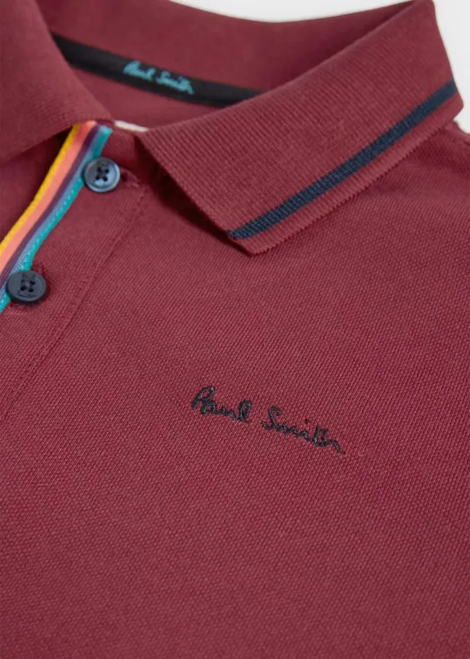 Junior Paul Smith Polo Shirts 213 Years Maroon Signature Logo LongSleeve Polo Shirt Junior Paul Smith Polo Shirts 213 Years Maroon Signature Logo LongSleeve Polo Shirt