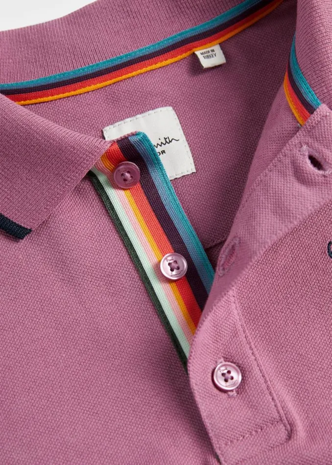 Junior Paul Smith Polo Shirts 213 Years Pale Purple Signature Logo Polo Shirt