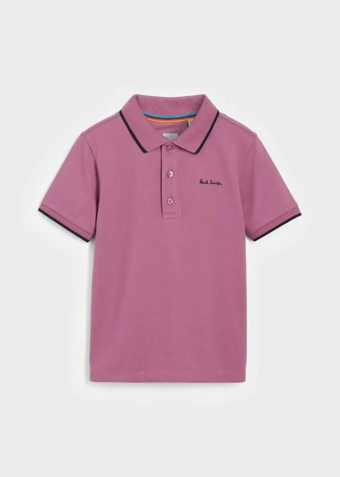Junior Paul Smith Polo Shirts 213 Years Pale Purple Signature Logo Polo Shirt