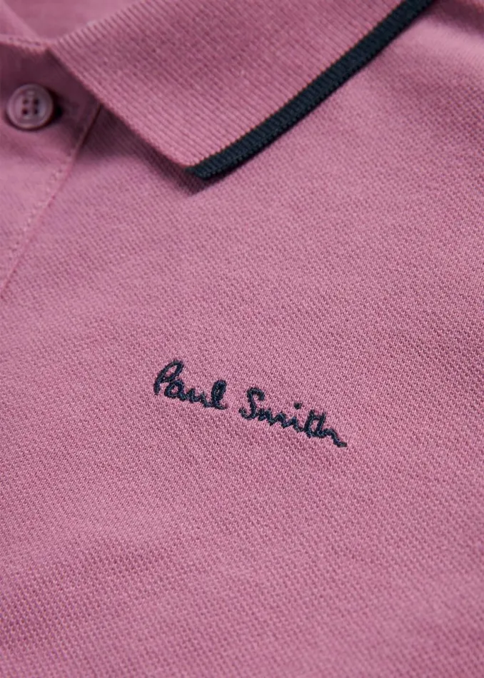 Junior Paul Smith Polo Shirts 213 Years Pale Purple Signature Logo Polo Shirt